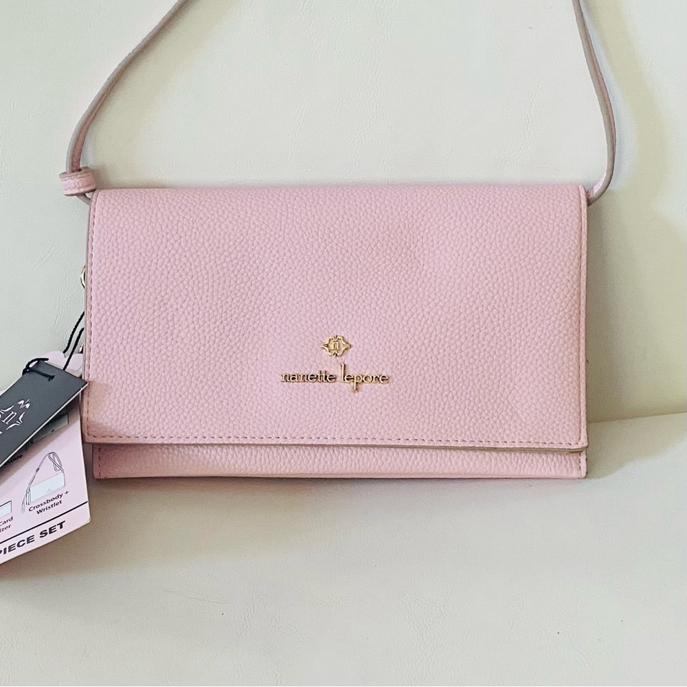 NWT - Nanette Lepore Light Pink Crossbody bag with wallet insert.